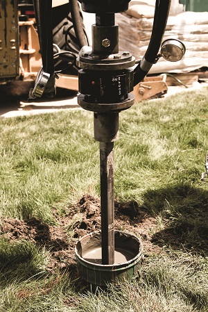 Grouted helical piles in Fargo