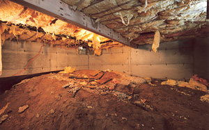 Crawl Space Moisture Barrier before in Fargo