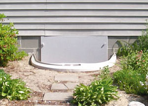 plastic crawl space access well installed in a Rochester crawl space