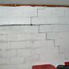 A buckling foundation wall in a Mankato home.