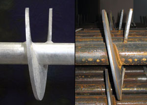 a proper and improper helical blade system in two different foundation piers in St. Cloud.