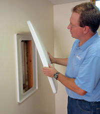 wall anchor covers installed in a foundation repair for a Newport home.