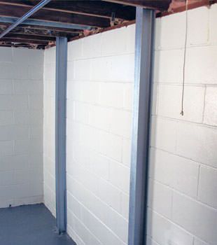 A PowerBrace™ i-beam foundation wall repair system in Fargo