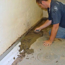 Testing a French drain system in a Grand Forks home.