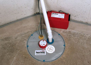 A sump pump system with a battery backup system installed in Mankato