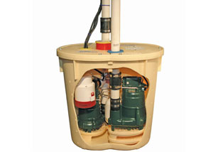 Cutaway view of a sump pump system before installation