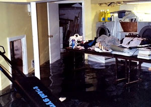 A laundry room flood in Lakeville, with several feet of water flooded in.