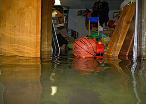 A flooded basement bedroom in Mason City