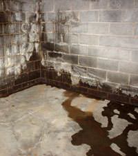 Water seeping through a concrete wall in a Breckenridge basement