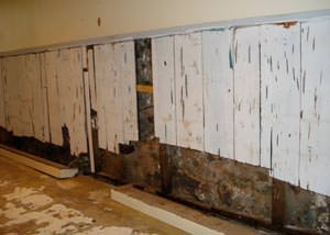 A wet, flooded finished basement in Breckenridge