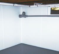 basement vapor barriers on the walls in a formerly leaky basement in Fargo, MN, ND, IA, and WI