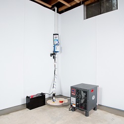 a complete basement waterproofing system installed in a Minneapolis home