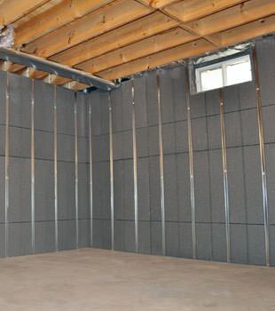 Installed basement wall panels installed in Eden Prairie